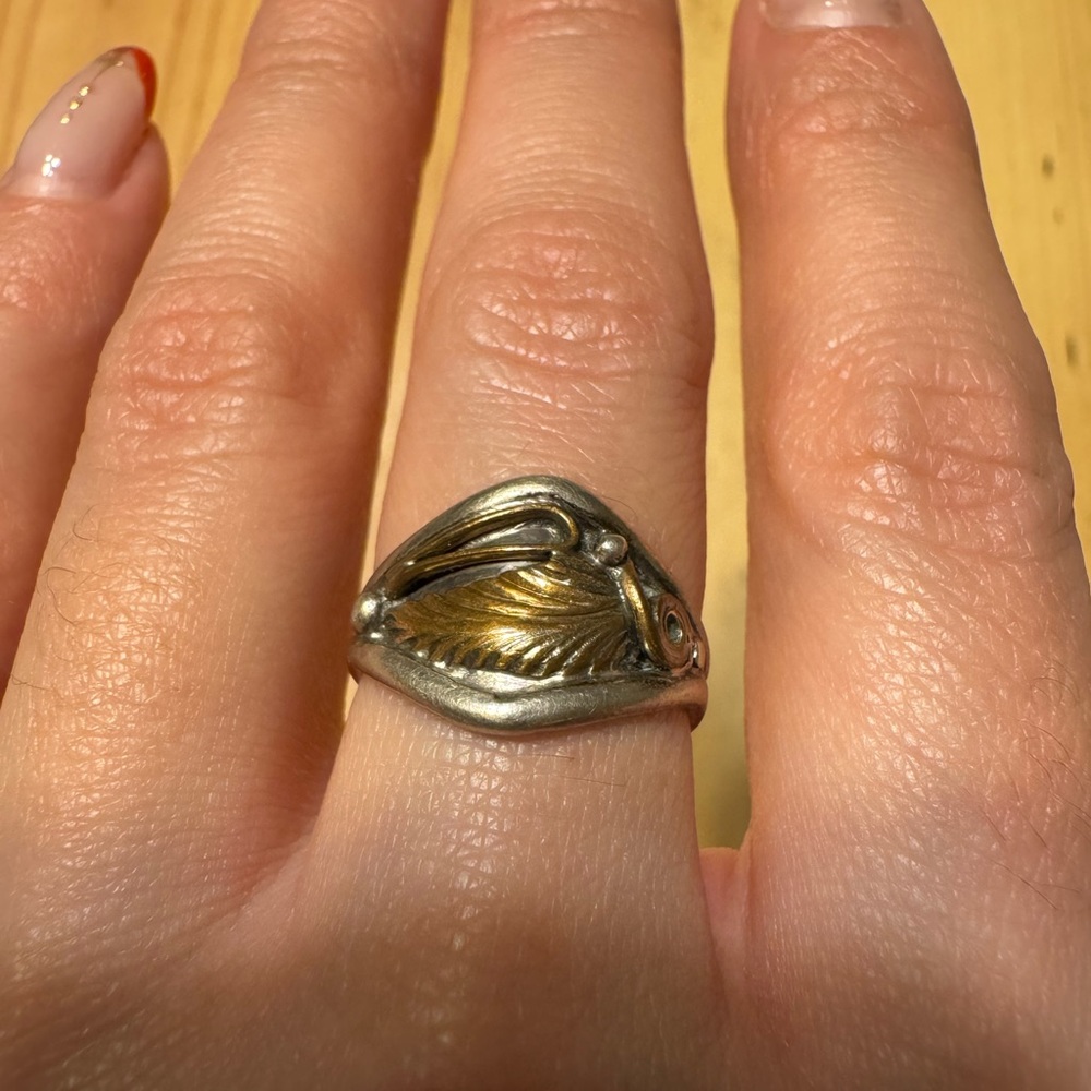 Sterling Silver Gold Plated Leaf Ring - image 2